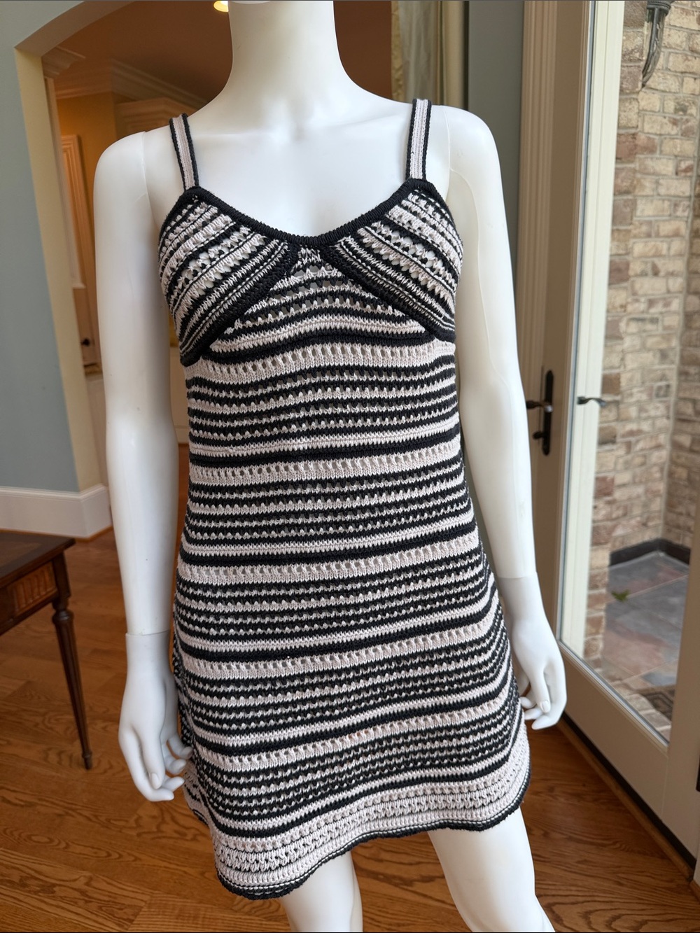 Zara Black and White Striped Knit Dress